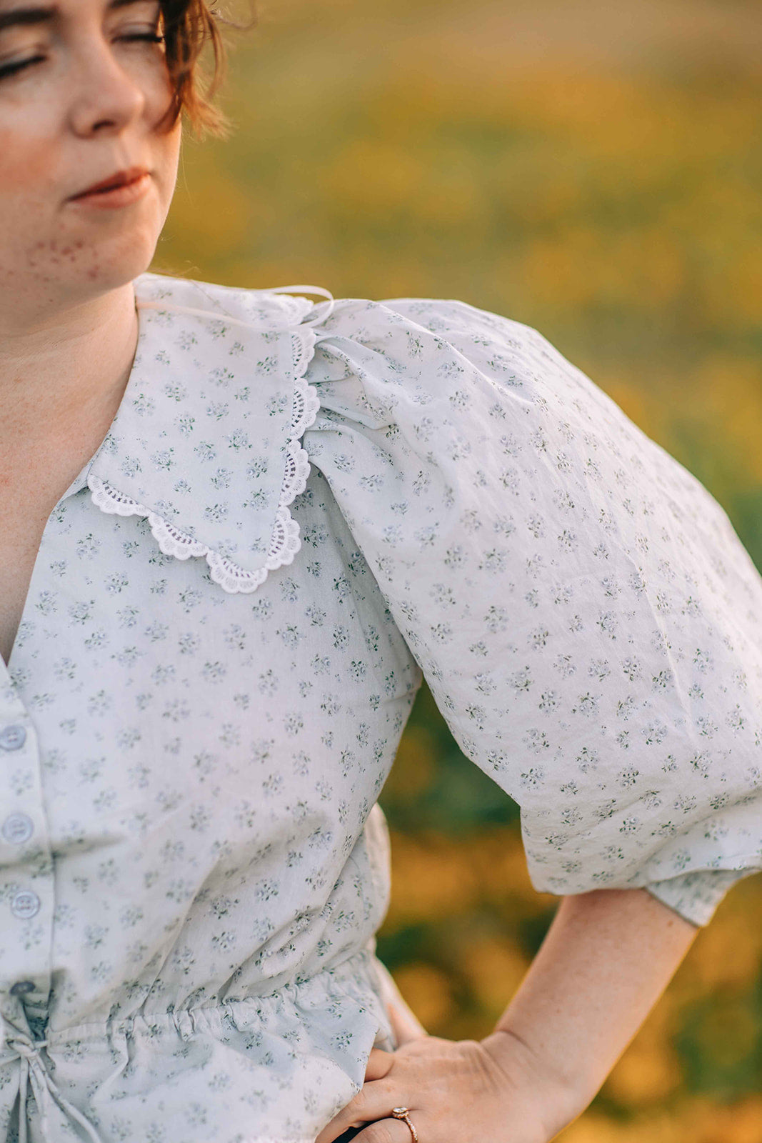 Heidi top -  dusty blue floral